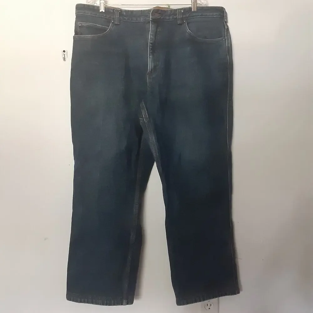 Duluth Trading Men 42x30 Flex Ballroom Mid Rise Dark Wash Blue Jean READ